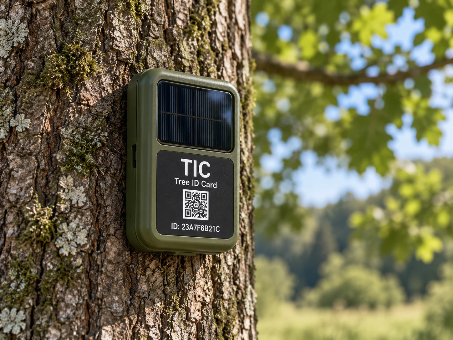 Dispositivo TIC installato sul tronco di un albero