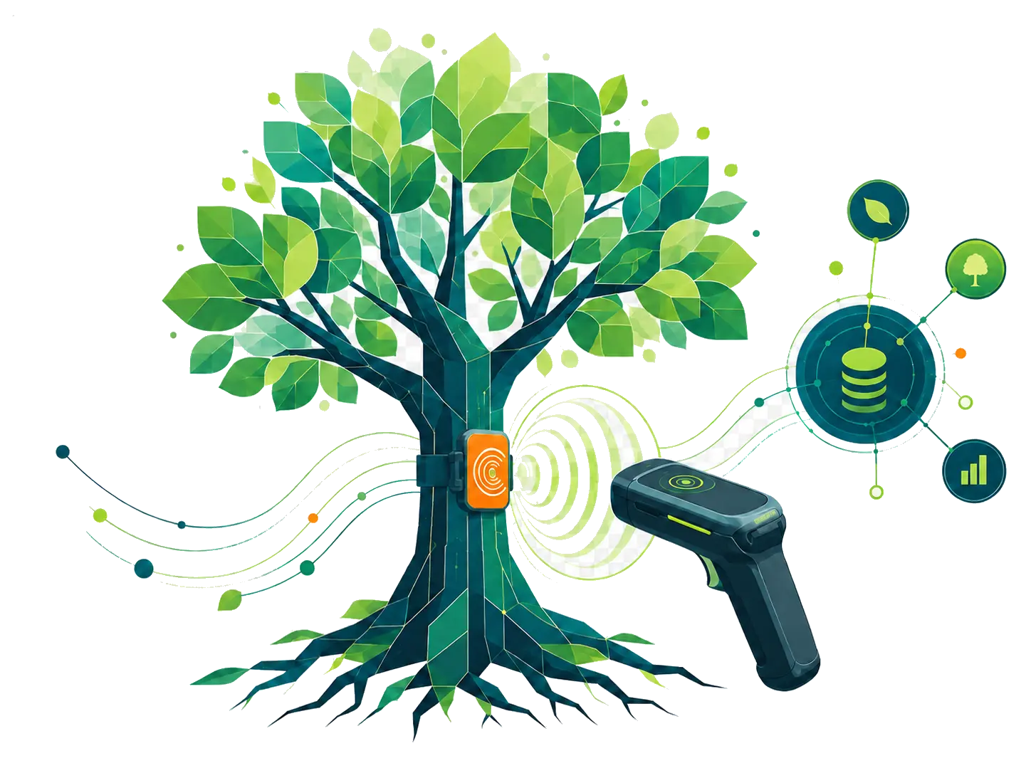 Albero dotato di TAG TIC letto tramite dispositivo RFID e collegato al sistema dati